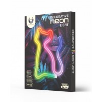 LED NEON dekoracija RGB CAT , įvairių spalvų, pultelis, 5V USB 