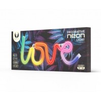 LED NEON dekoracija RGB LOVE, įvairių spalvų, pultelis, 5V USB 