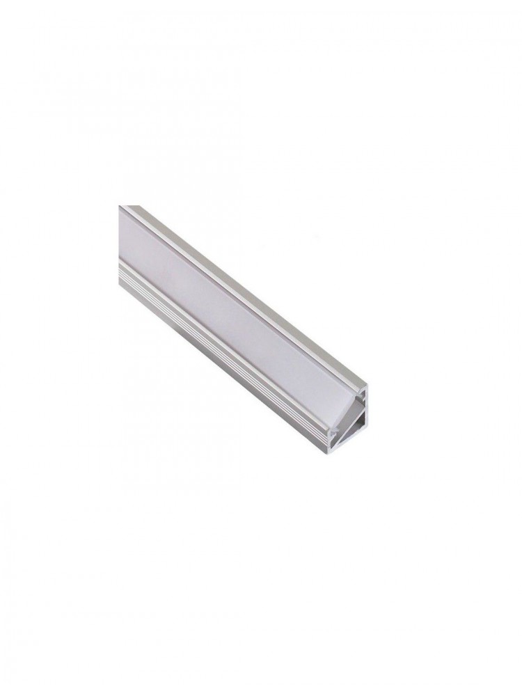 Profilis aliuminis anoduotas LED juostoms su baltu dangteliu, kampinis 30/60° TRI-LINE MINI, 3m 