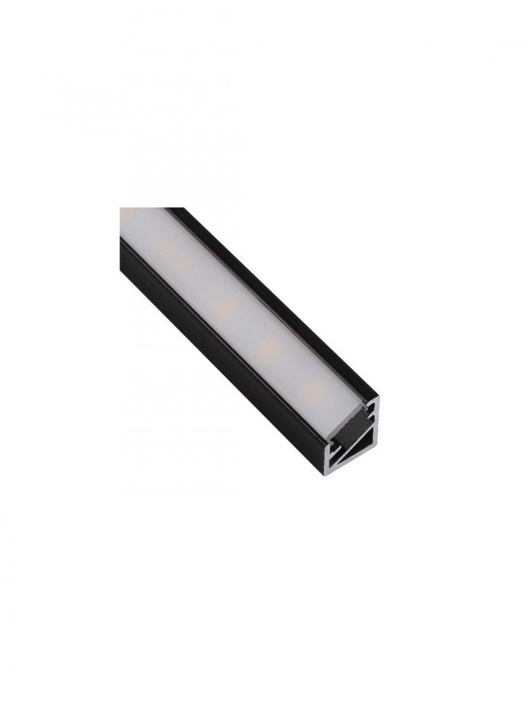 Profilis aliuminis juodas LED juostoms su baltu dangteliu, kampinis 30/60° TRI-LINE MINI, 2m  