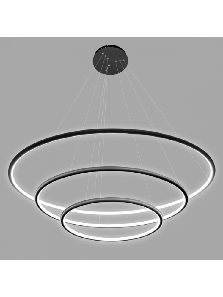 Pakabinamas šviestuvas  apšviestas žiedas Nr. 3 Φ80 cm 4k juodos spalvos 